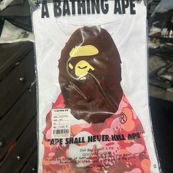 Bape Tee White Pink Ape Head