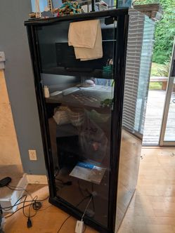 Pioneer glass door, wood media cabinet