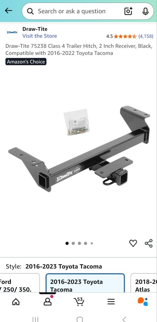 Trailer Hitch 2019 To 2023 Toyota Tacoma
