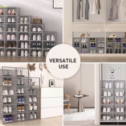 15 Pack Stackable Plastic Clear Shoes Storage Box Organizer New Condition