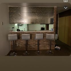 Set Of Four Silver Bar Chairs 