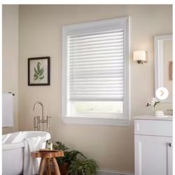 Home Decorators Collection White Cordless Faux Wood Blinds for Windows with 2 in. Slats - 13 in. W x 36 in. L (Actual Size 12.5 in. W x 36 in. L)