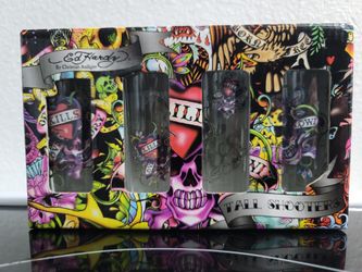 Ed Hardy Set Of 4 Tall Shot Glasses
