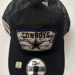 Dallas Cowboys New Era Salute To Service Trucker 9TWENTY Adjustable Hat - Black
