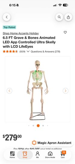 Home Accents Holiday
6.5 FT Grave & Bones Animated LED App Controlled Ultra Skelly with LCD LifeEyes