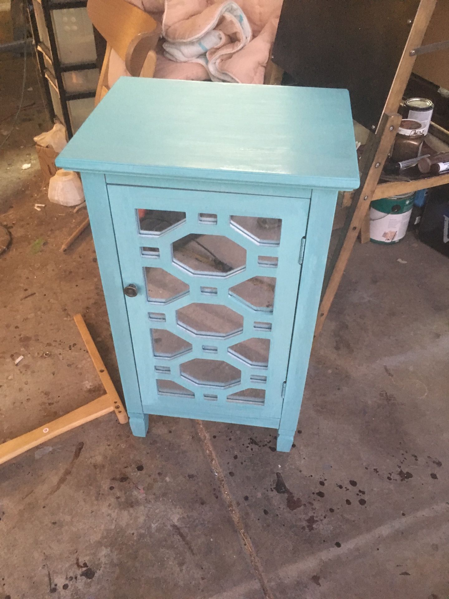 Tiffany blue mirrored cabinet