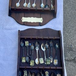 ANTIQUE/VINTAGE SPOON COLLECTIONS WITH WOODEN CASES 
