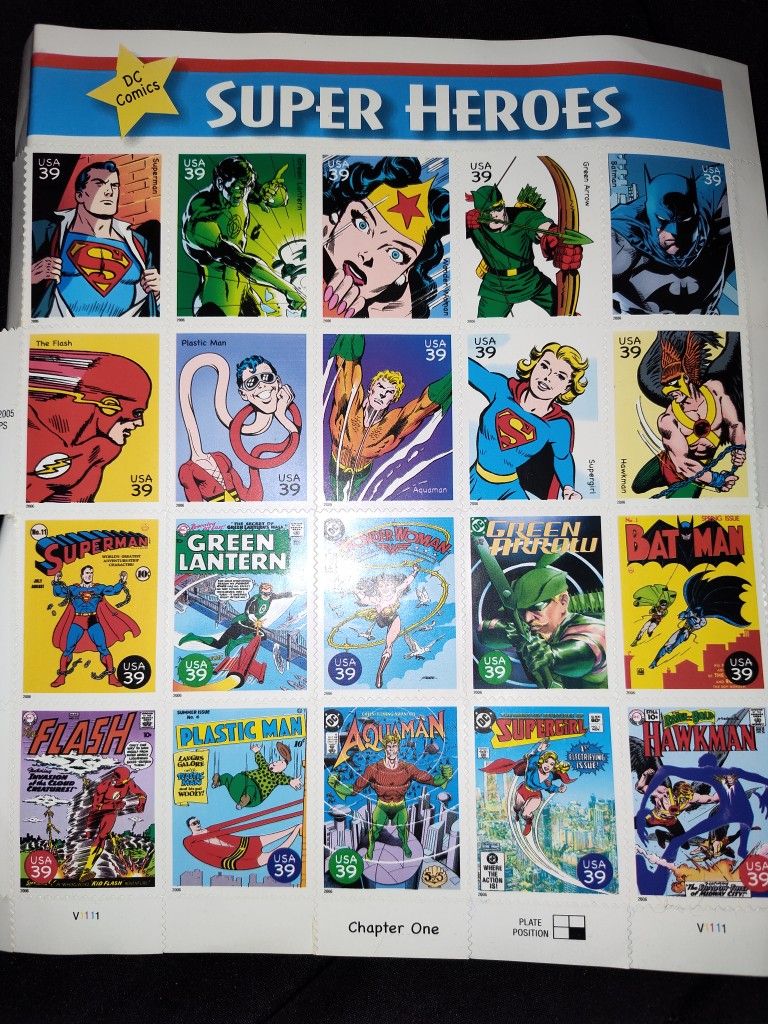 1995 USPS Postal Stamp Sheet DC Comics Super Heroes