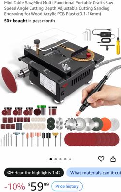Mini Table Saw,Mini Multi-Functional Portable Crafts Saw Speed Angle Cutting Depth Adjustable Cuttin