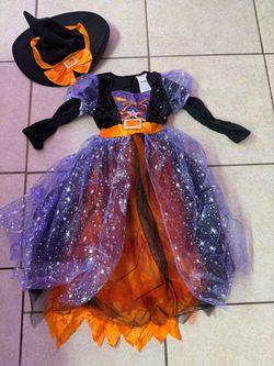 Girls Witch Halloween Costume lights up small long