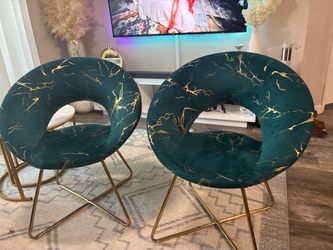 Green Velvet Accent Chairs – Set of 2