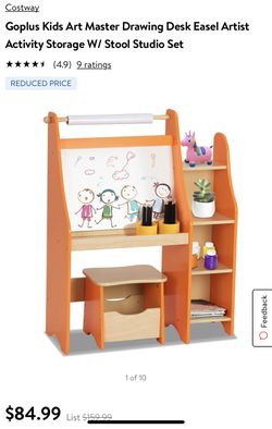 Kids art master drawing desk with stool