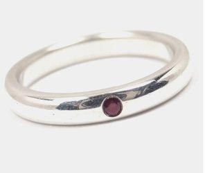 Authentic Tiffany & Co Elsa Peretti SS & Ruby Stacking Band Ring