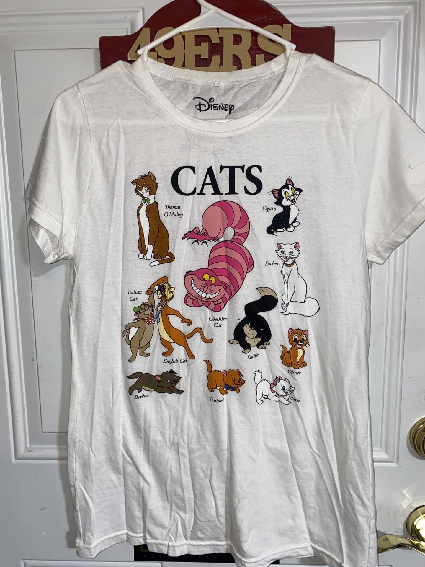 Disney Cats Short Sleeve T-Shirt Cheshire Cat Figaro Gray