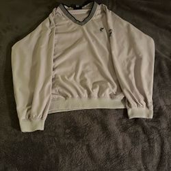 Ashworth vintage Tan And navy V-neck Lightweight Golf Pullover