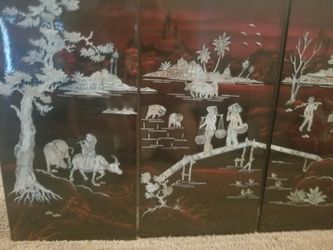 Mother of pearl wall art wood vintage