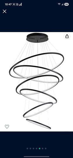 LED Chandelier,6 Rings Black Pendant Light multiple shapes, Ceiling Light Fixt