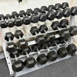 Set Of Dumbells With Rack