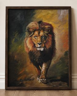 🦁 Majestic Lion Handmade Fabric paper Wall Art