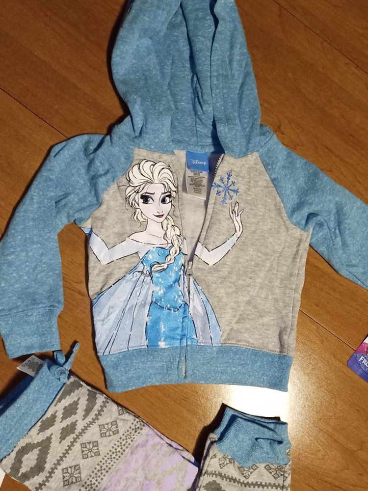 Girls size 3 T Disney Frozen Elsa hoodie pants sweats set!