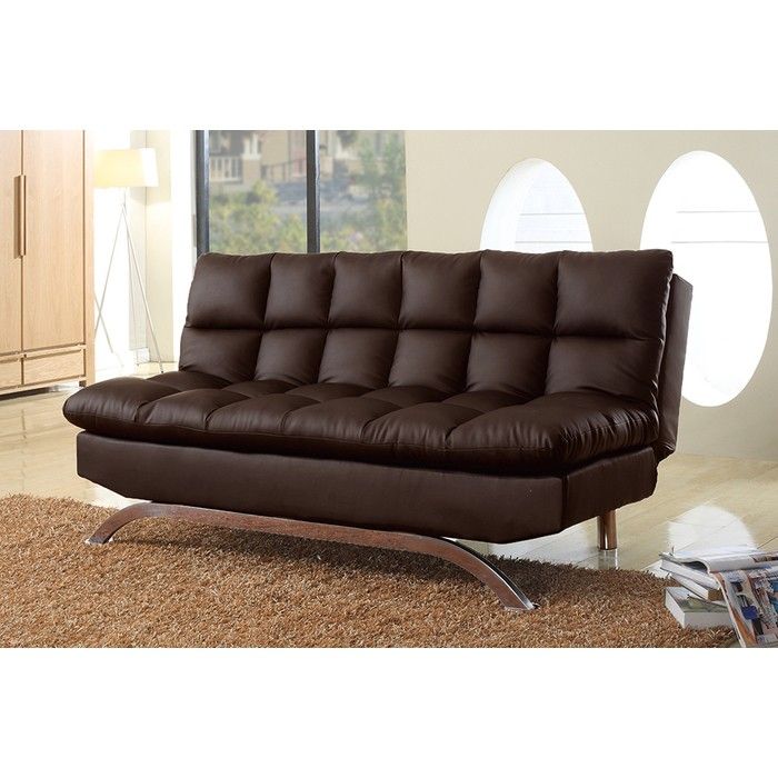 Brand New Brown Leather Futon Sofa Sleeper 