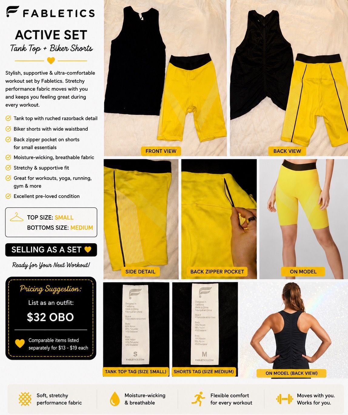 Fabletics Outfit - tank top + biker shorts