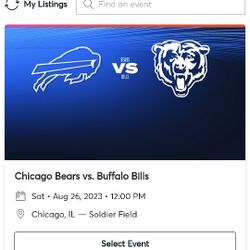 2 Tickets To Bears Bills Preseason Game. August 26th