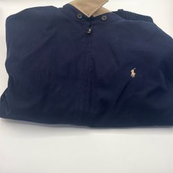 Vtg Polo Ralph Lauren Bomber Harrington Jacket Lined Full Zip Navy Blue Men XXL