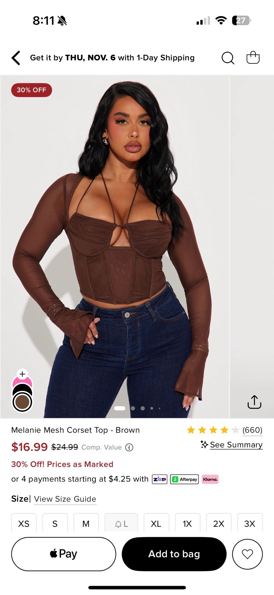 Fashion Nova Brown Corset Shirt