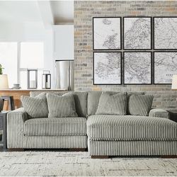 Lindyn Fog 2-Piece RAF Sofa Chaise ( Couch Sofa Loveseat Options 