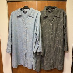 Set Of Two Denim & Co. Long Sleeved Denim Shirt Dress 3XL