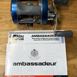 ABU GARCIA AMBASSADEUR CLASSIC 6601C4, L HAND RETRIEVE, SALMON/STEELHEAD, NEW W WARRANTY