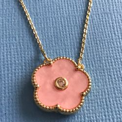Beautifully Designed Necklace Pinkish Pearlized Pendant /Gold with Adjustable  Length Chain  *Ship Nationwide Or Pickup Boca Raton 