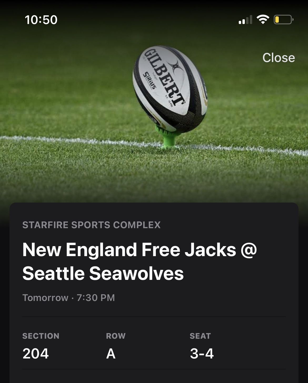 2 Tickets Seattle Rugby