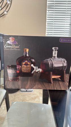 Crown royal whiskey dispenser set two piece set comes with a glass