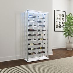 NEW💫Tempered Glass Wine Storage LED Curio Cabinet Chrome