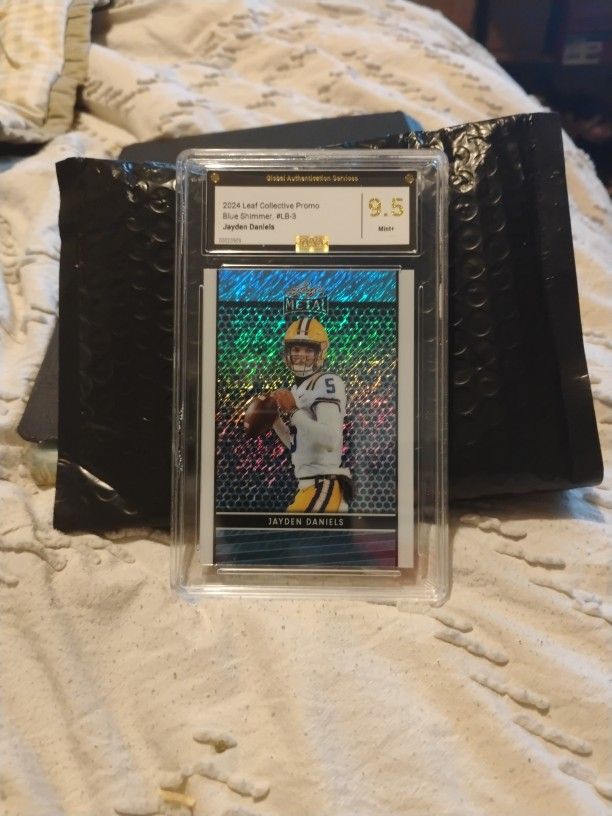 2024 JAYDEN DANIELS LEAF COLLECTIVE PROMO BLUE SHIMMER MINT 9.5