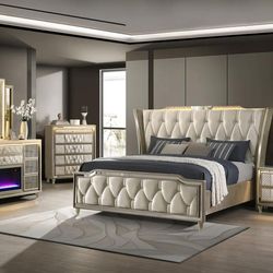 5-PIECE QUEEN BEDROOM SET IVORY AND CAMEL- SHOP NOW PAY LATER