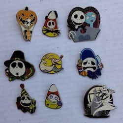 Set Of 9 Disneyland Jack Skellington Nightmare Before Christmas Pins
