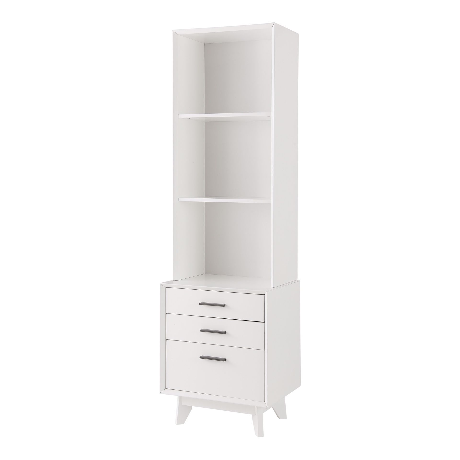 Mainstays Reeve Mid-Century 3-Drawer Tower Bookcase, White