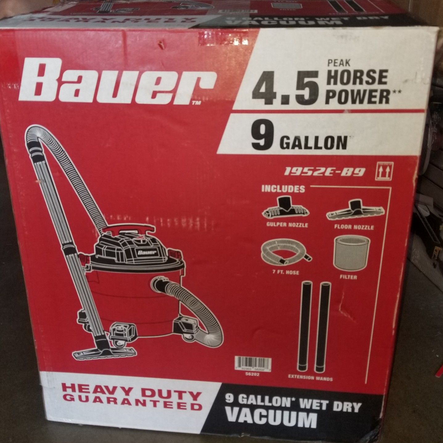 New BAUER 9 Gallon 4.5 Peak Horsepower Wet/Dry Vacuum for Sale in San