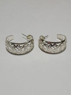 Silver Filigree Hoop Earrings