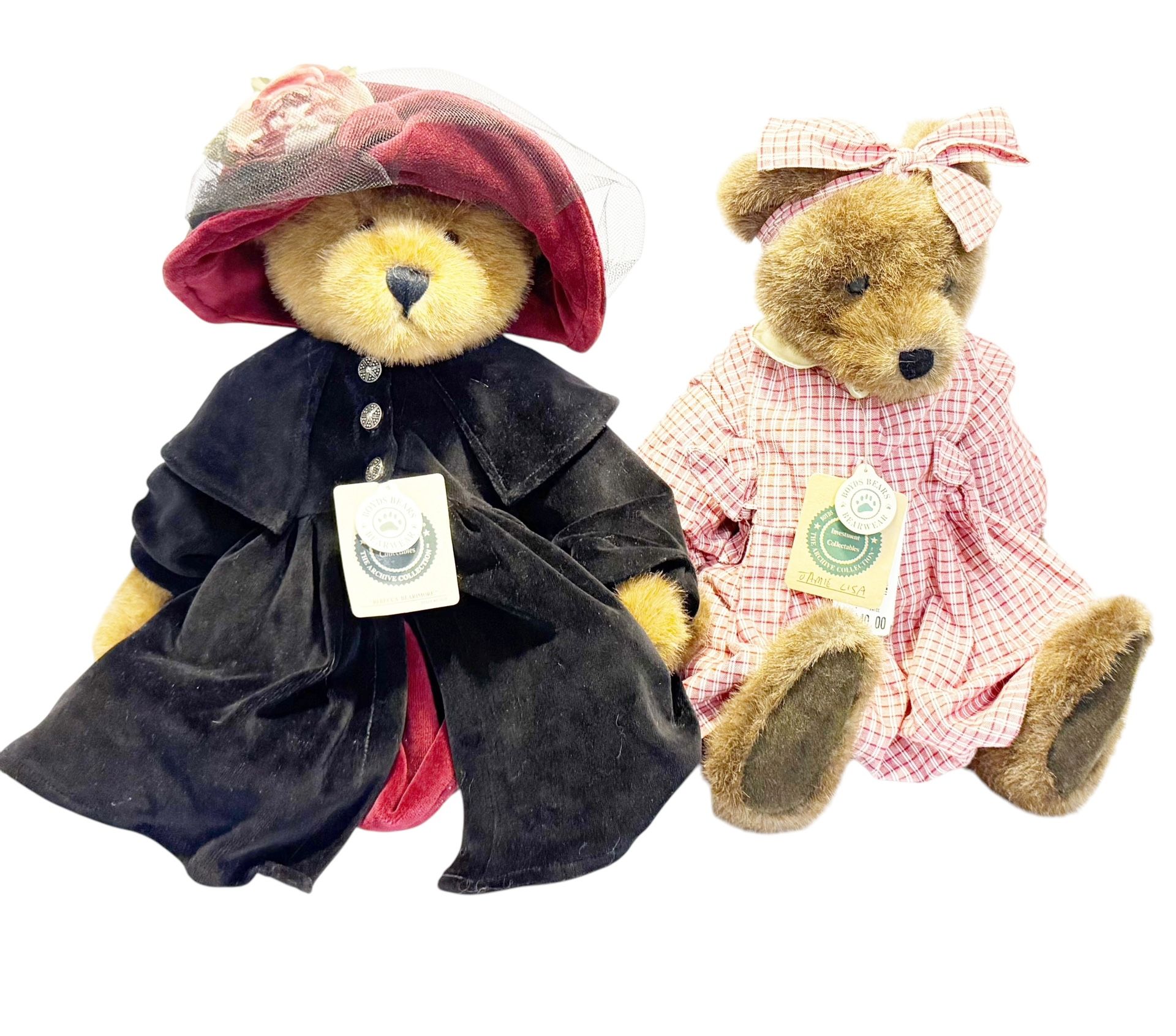 NWT BOYDS BEARS Vtg Investment Collectibles Archive Collection Set of 2 Plush