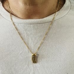 18K Solid Gold Chain and Pendant With Diamonds 💎 Stones For Wedding 8.7Gr 18 Inches Long 