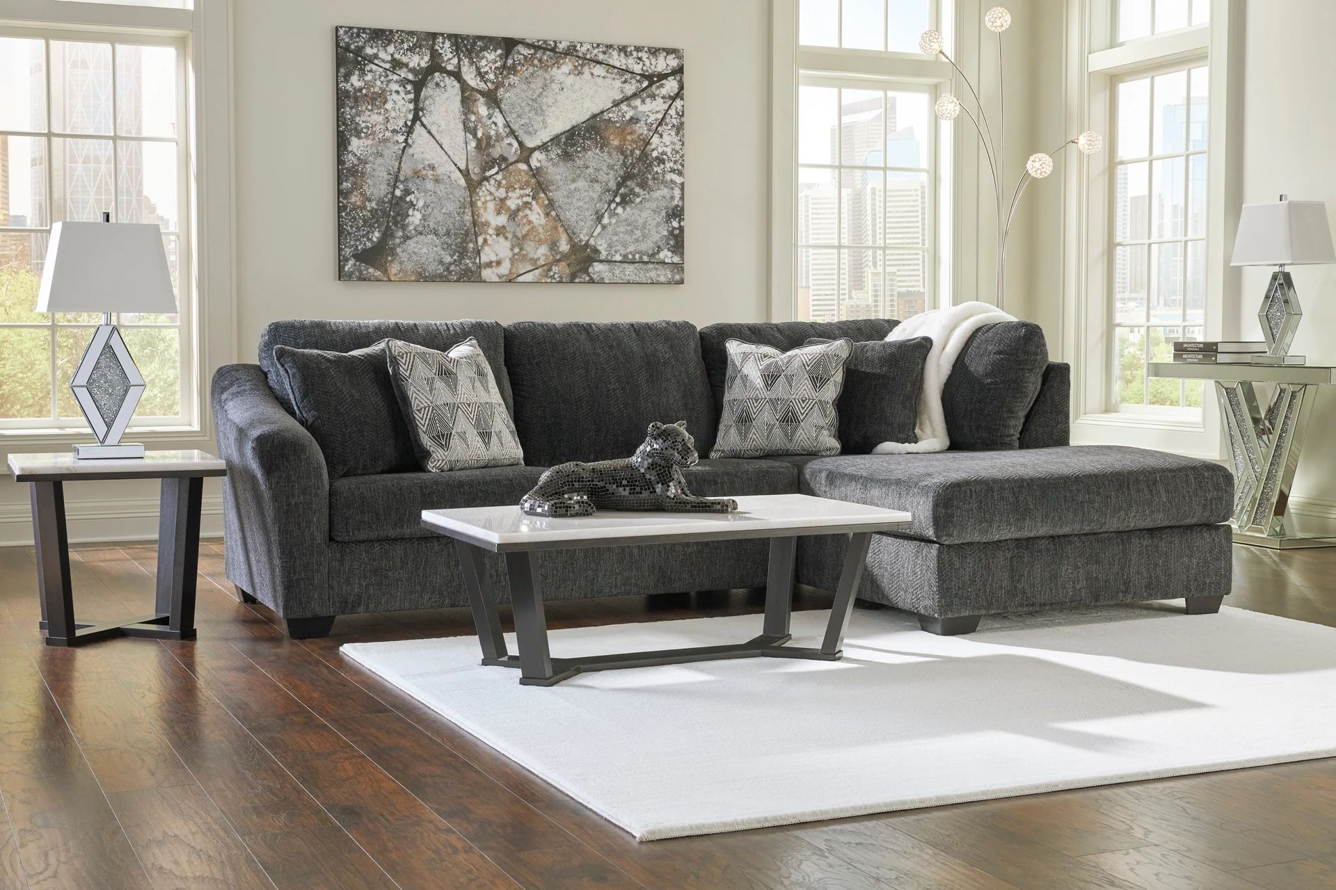 Charcoal Gray Chaise Sectional