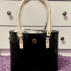 Jessica Moore Black Patent Leather Tote Bag NWT w/Dustbag