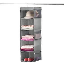 ZOBER Hanging Closet Organizer, 5-Shelf - Hanging Storage Organizer Shelves for Clothes, Towels, Toys - College Dorm Room, Nursery, & Home Closet