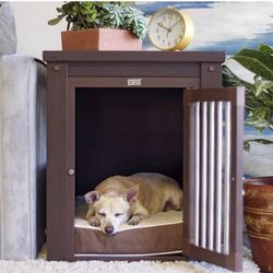 Pet Crate - New Age Pet ecoFLEX Pet Crate/End Table, Medium, Brown Wood-Like