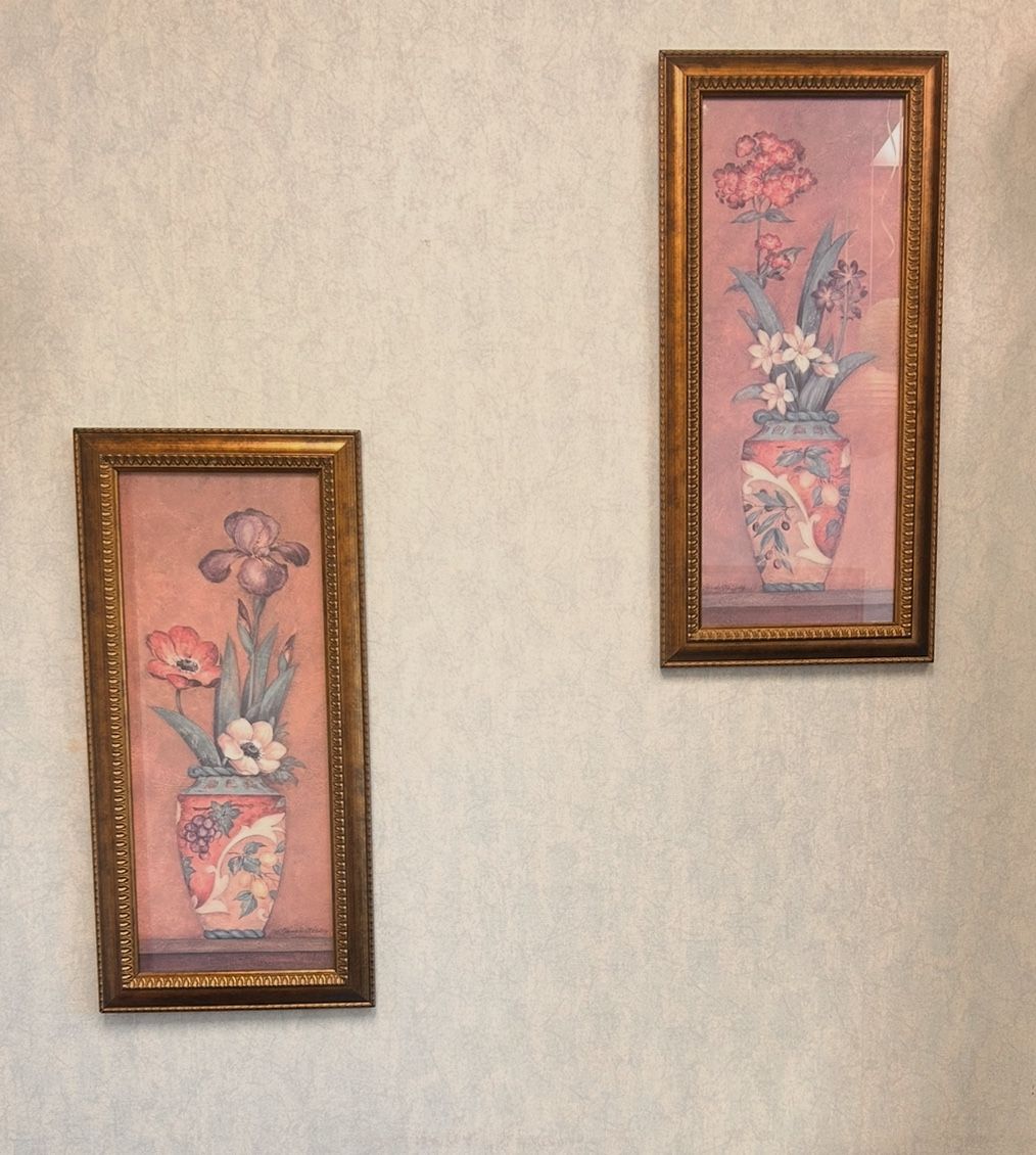 Pair of Pamela Gladding Flower Framed Prints