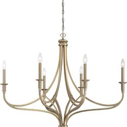 Minka Lavery 1097-740 Covent Park Chandelier, 6-Light, 360 Total Watts, 40-in H x 32-in W, Brushed Honey Gold
